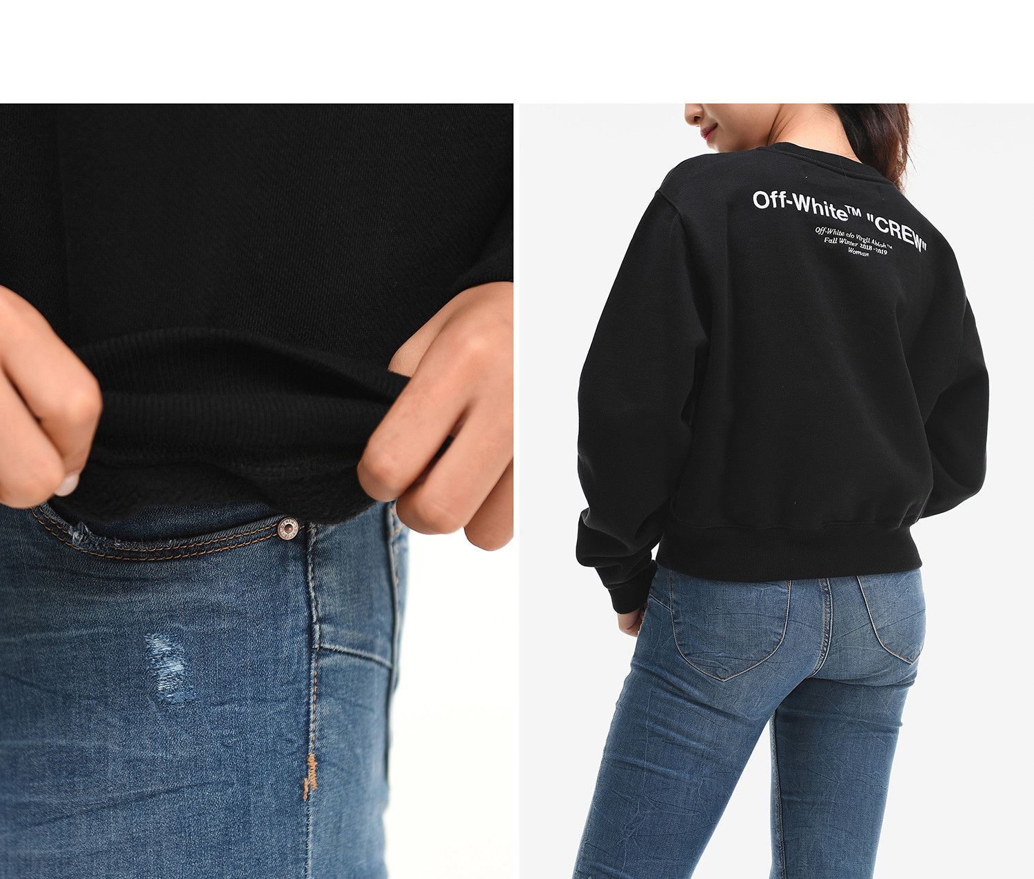 Off-White Black Quotes Crew Embroidered Logo Sweatshirt Size XS / US 0-2 / IT 36-38 - 4 Thumbnail