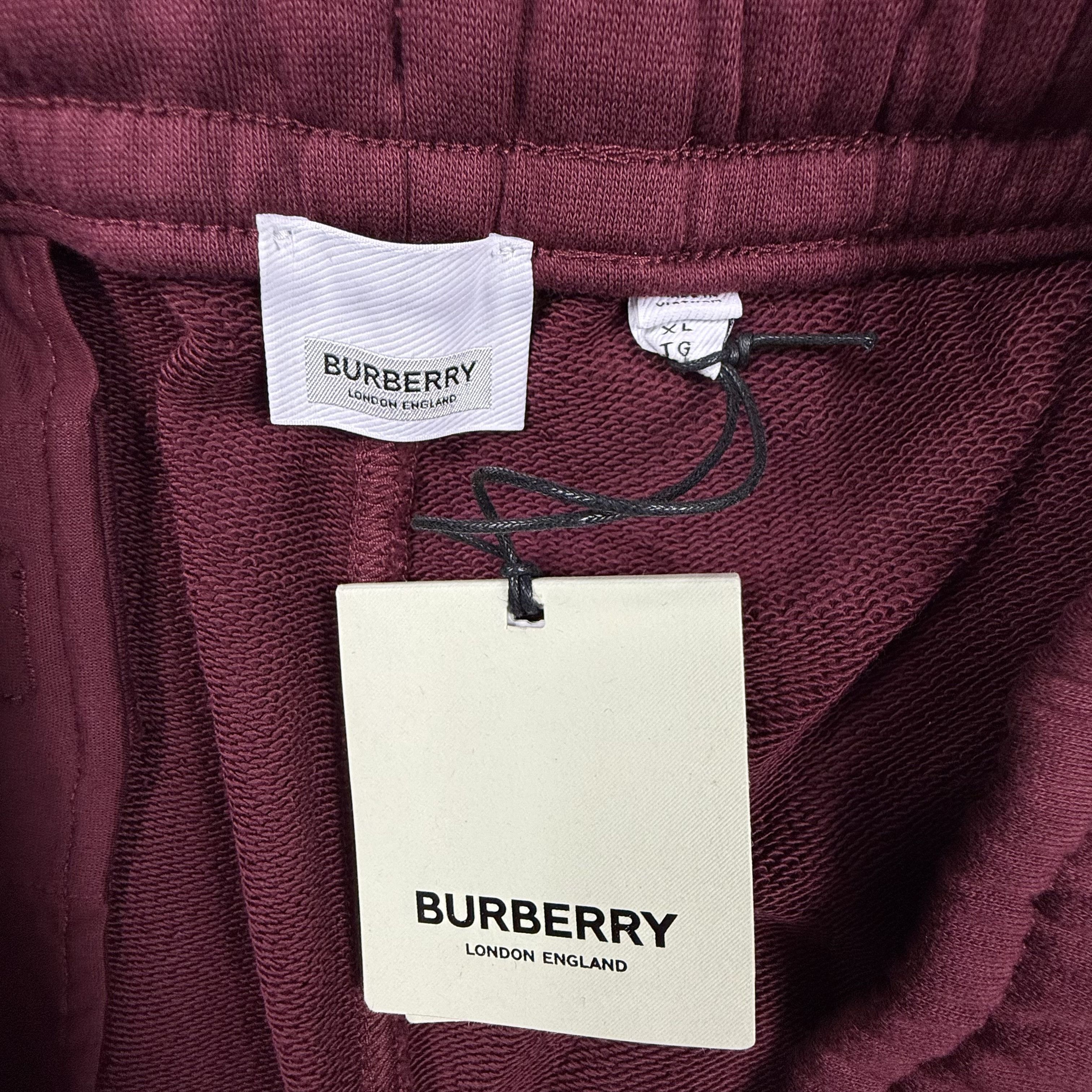 Burberry Burberry Mens Burgundy EKD Embroidered Cotton Sweat Shorts Size US 39 - 3 Thumbnail