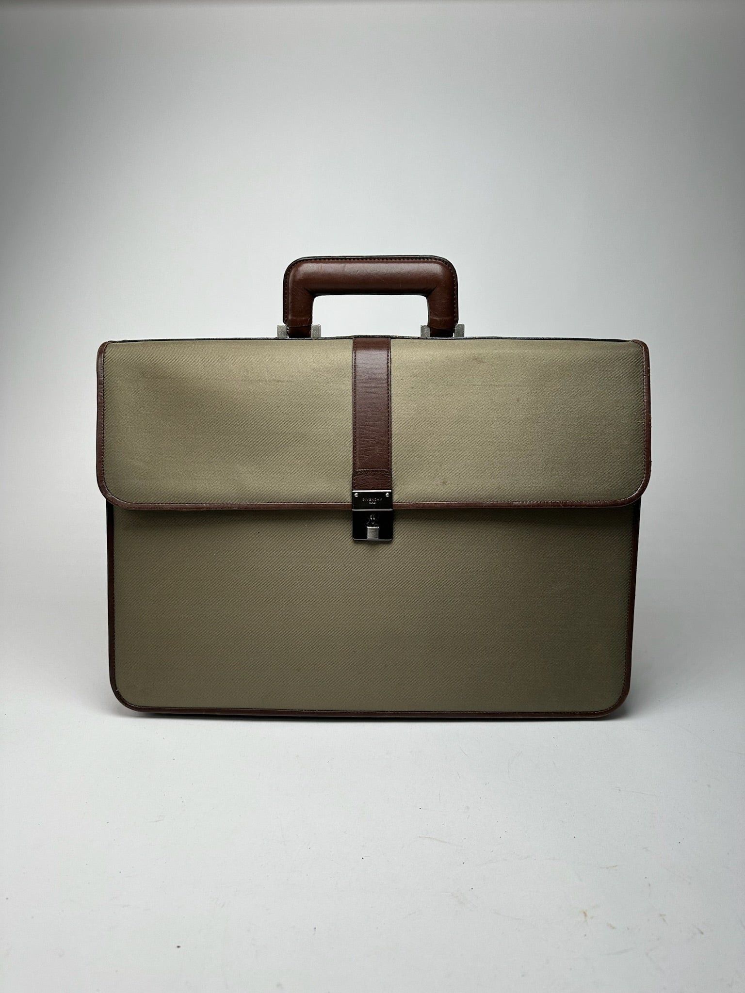 Givenchy Vintage Leather canvas Briefcase khaki brown Size ONE SIZE - 1 Thumbnail