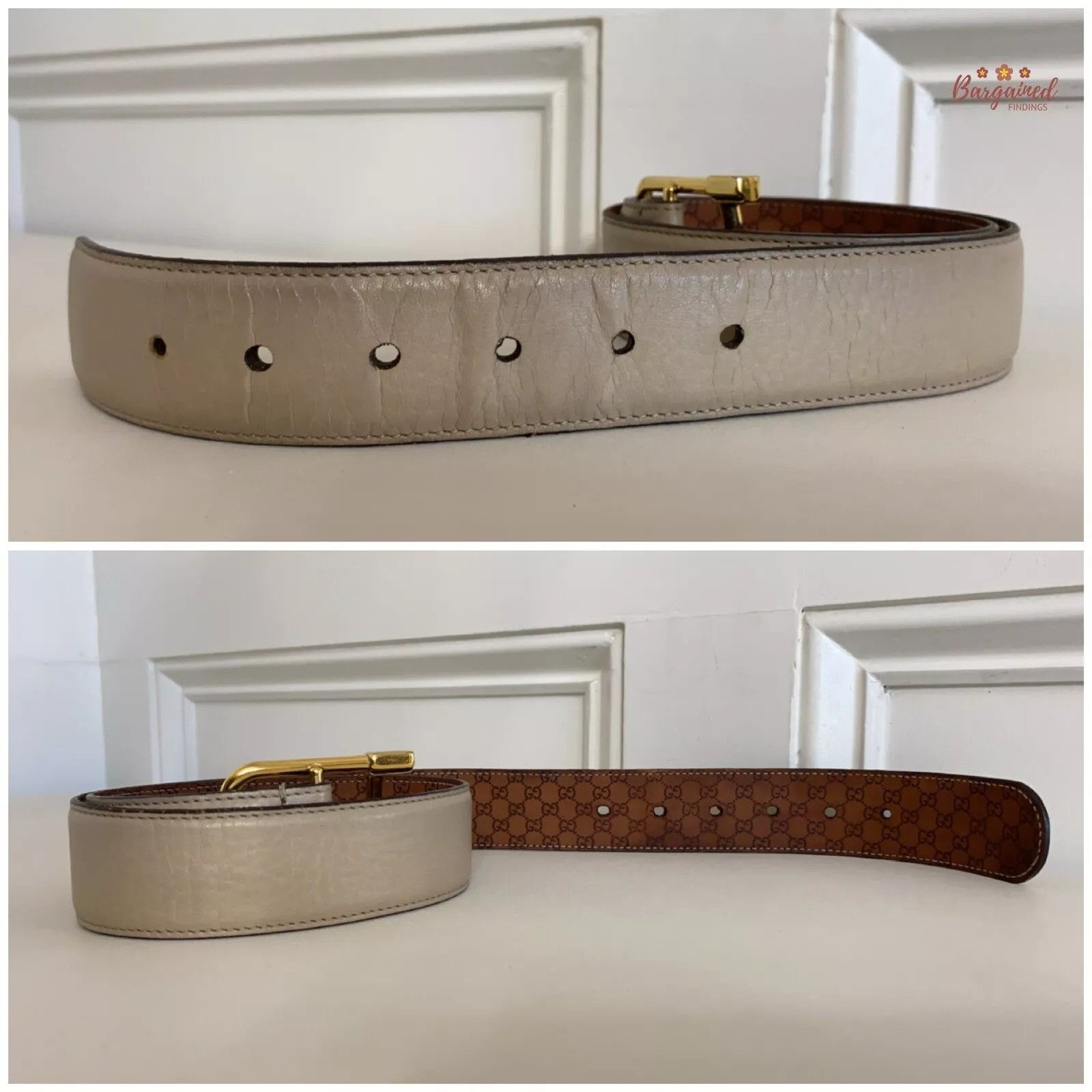 Gucci Gucci Taupe Calfskin Leather Gold Pin Buckle Belt Size ONE SIZE - 5 Thumbnail