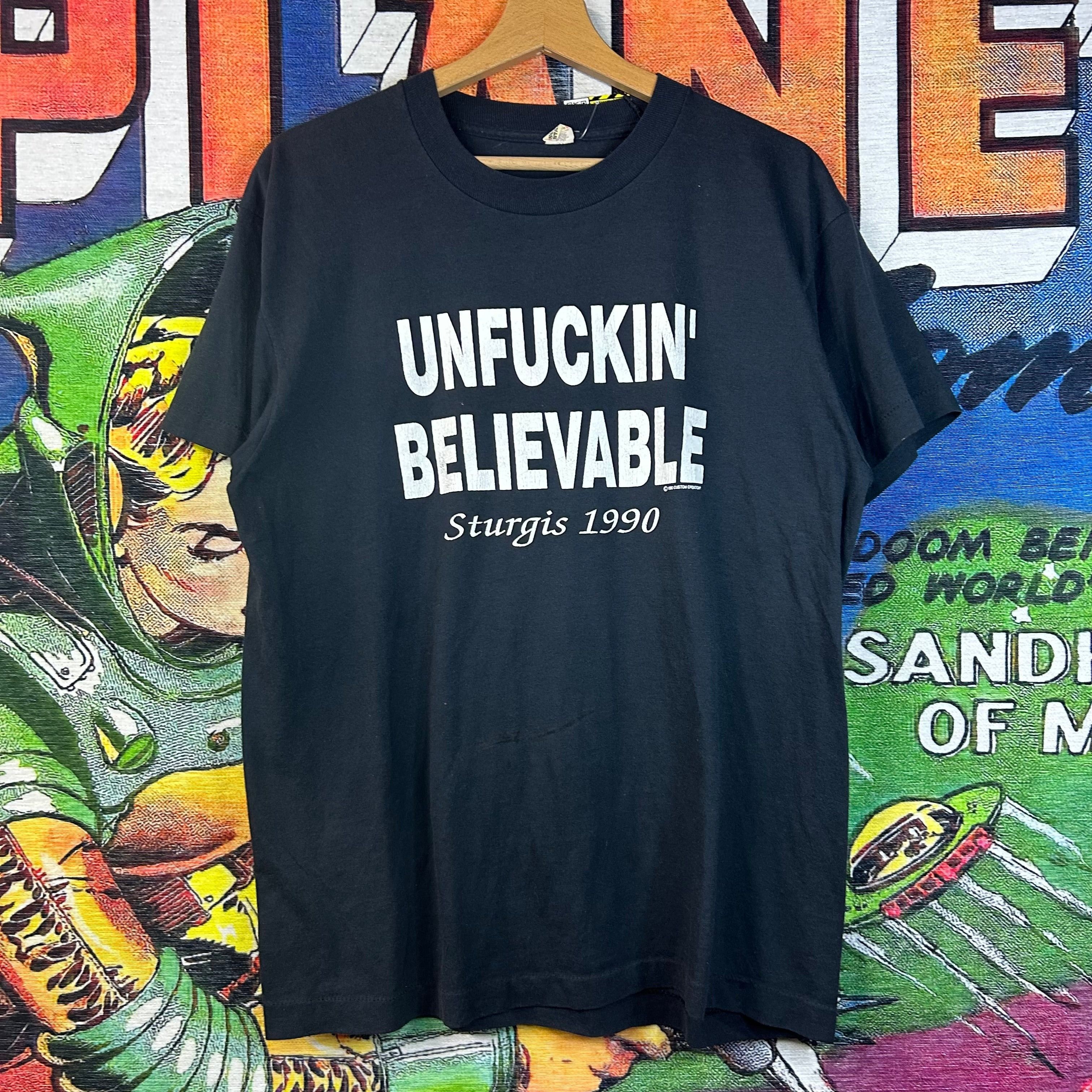 Vintage Vintage 90s Sturgis ‘Unf*ckin Believable’ Tee Size XL Size US XL / EU 56 / 4 - 1 Thumbnail