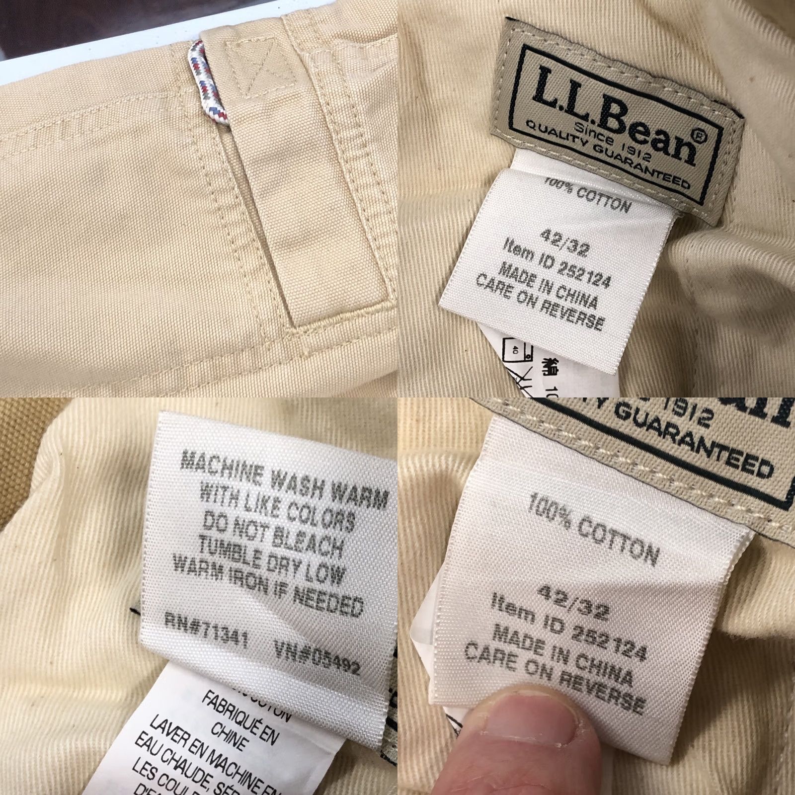 Vintage LL Bean Mens Natural Fit Khaki Cargo Pants Tan Hiking Work Casual 42/32 Size US 42 / EU 58 - 9 Thumbnail