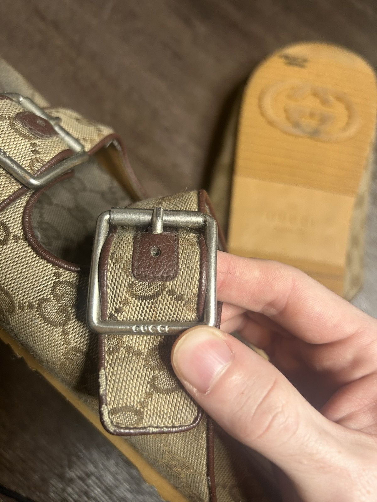 Gucci Monogram canvas sandals Birkenstock style Size US 9 / EU 42 - 5 Thumbnail