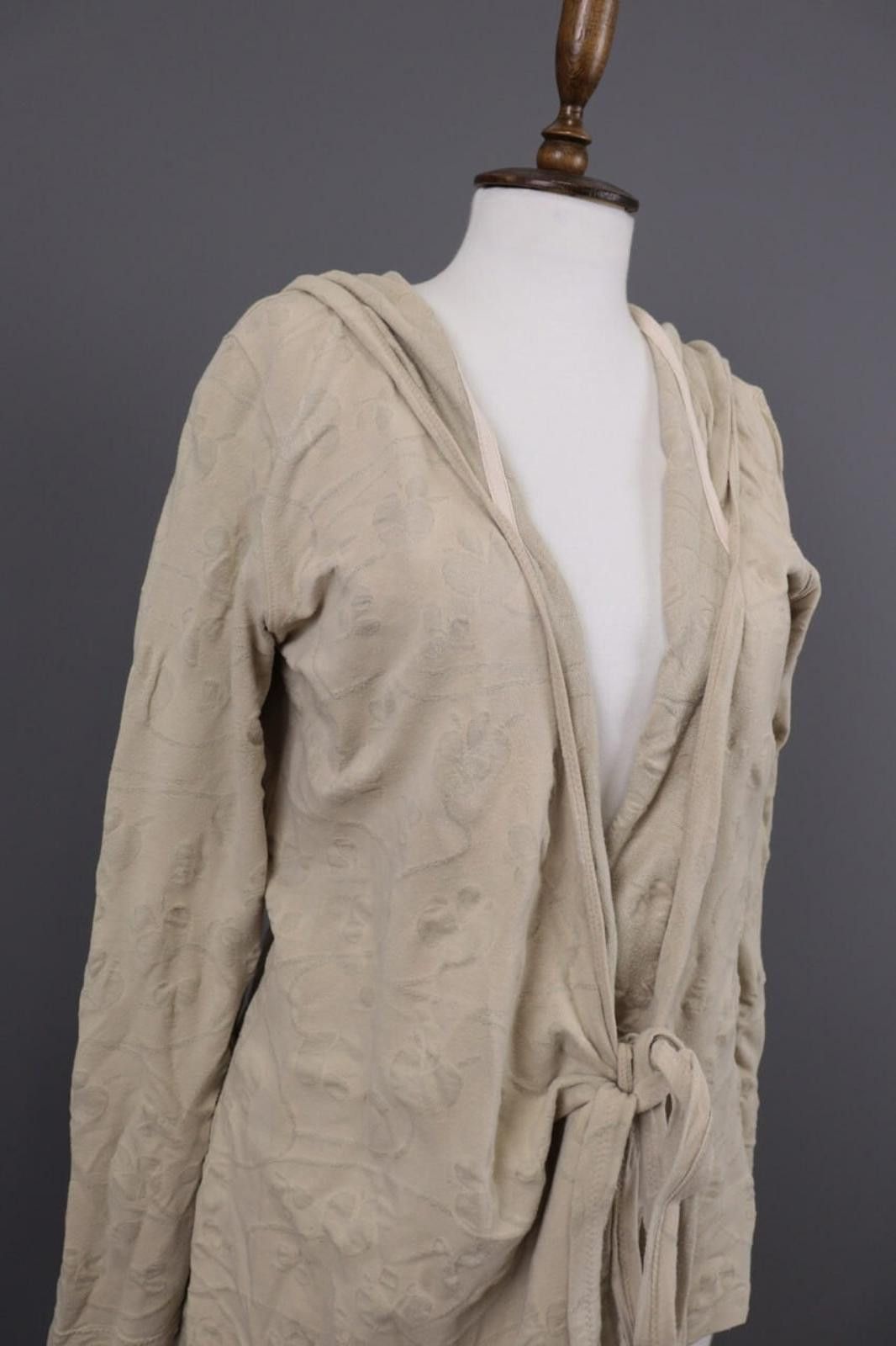 Designer Gudrun Sjoden Beige Floral Lagelook Cardigan Sweater Size L Size L / US 10 / IT 46 - 6 Thumbnail