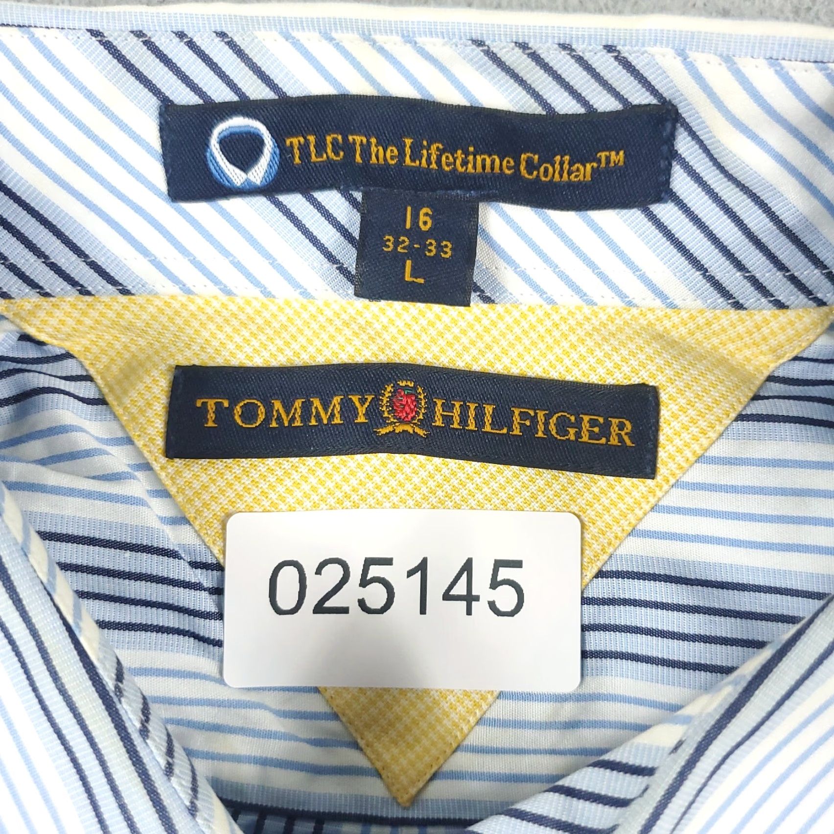 Tommy Hilfiger VINTAGE Tommy Hilfiger Shirt Mens Large Blue Striped Button-Up Long Sleeve Classic Casual Dress Shirt Mens L Blue Striped Tommy Hilfiger Size US L / EU 52-54 / 3 - 8 Thumbnail