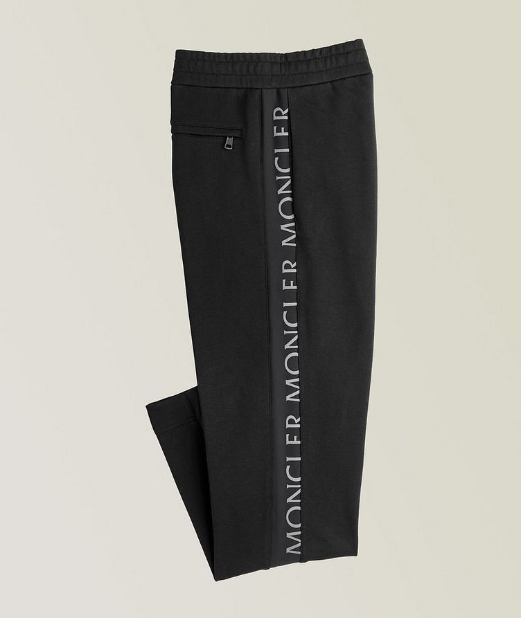 Image of Moncler Cotton Monogram Sweatpants in Black, Men's (Size 36)