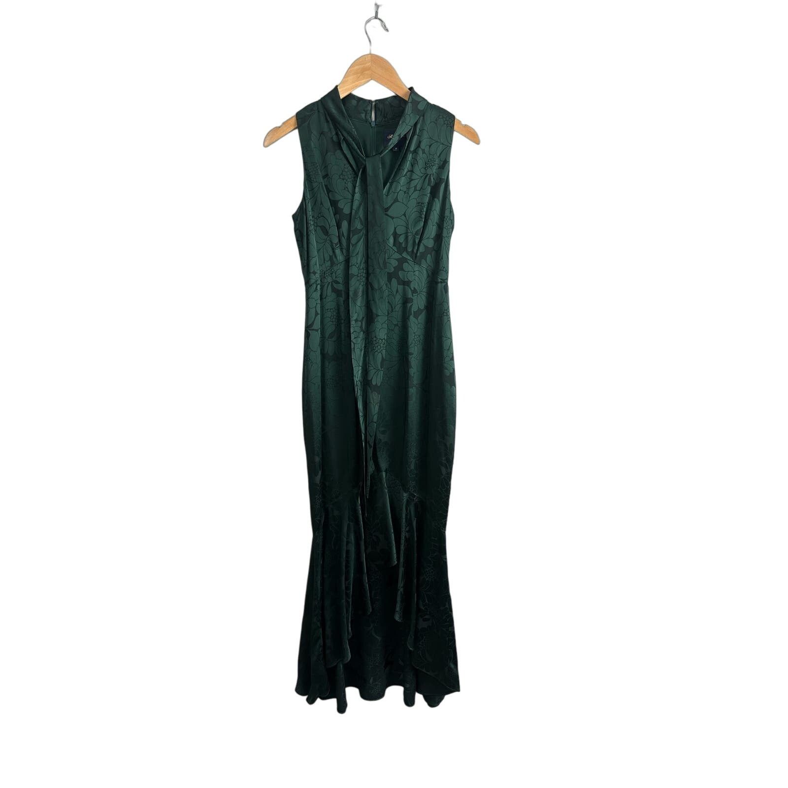 Other Shoshanna Mayburn Floral Satin Green Jacquard Gown Dress 0 Size XS / US 0-2 / IT 36-38 - 4 Thumbnail