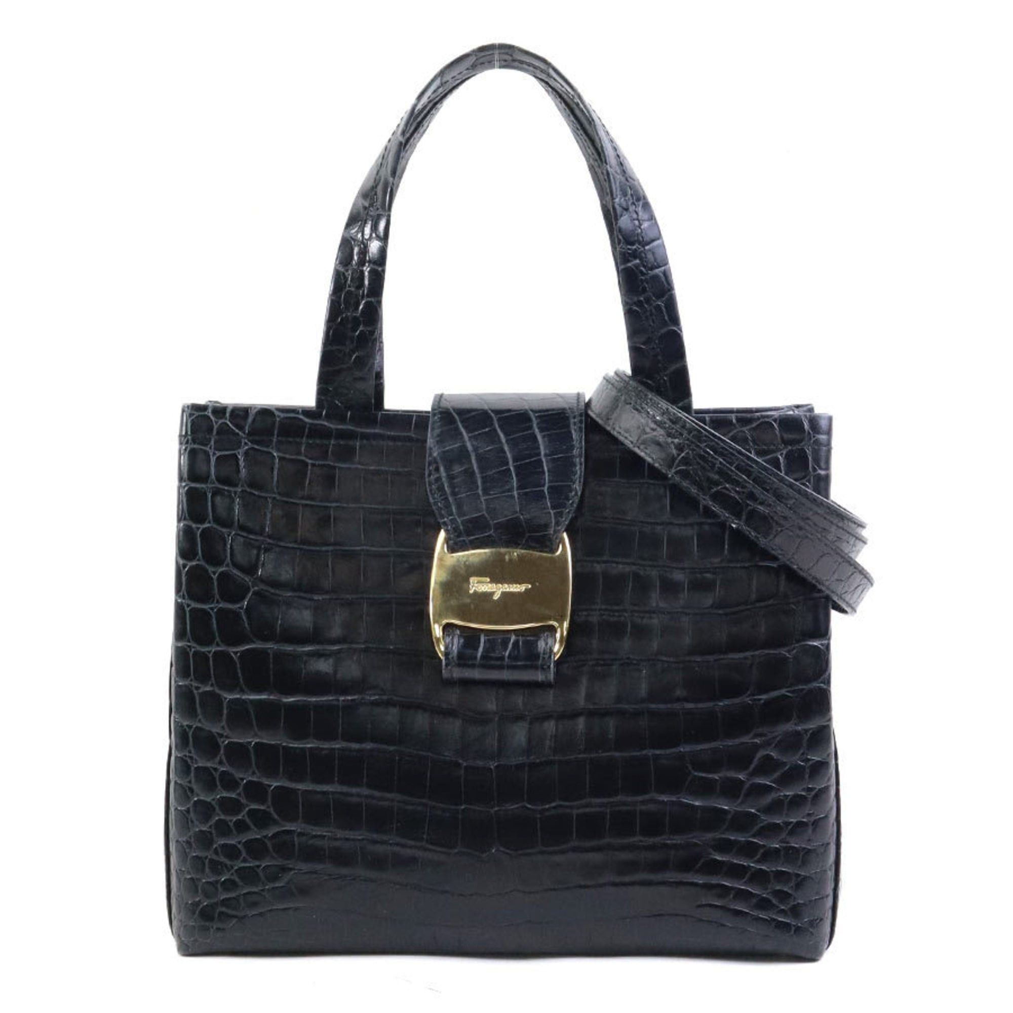 Salvatore Ferragamo Vara Embossed Leather Shoulder Bag In Black, Women's, , 56551K
