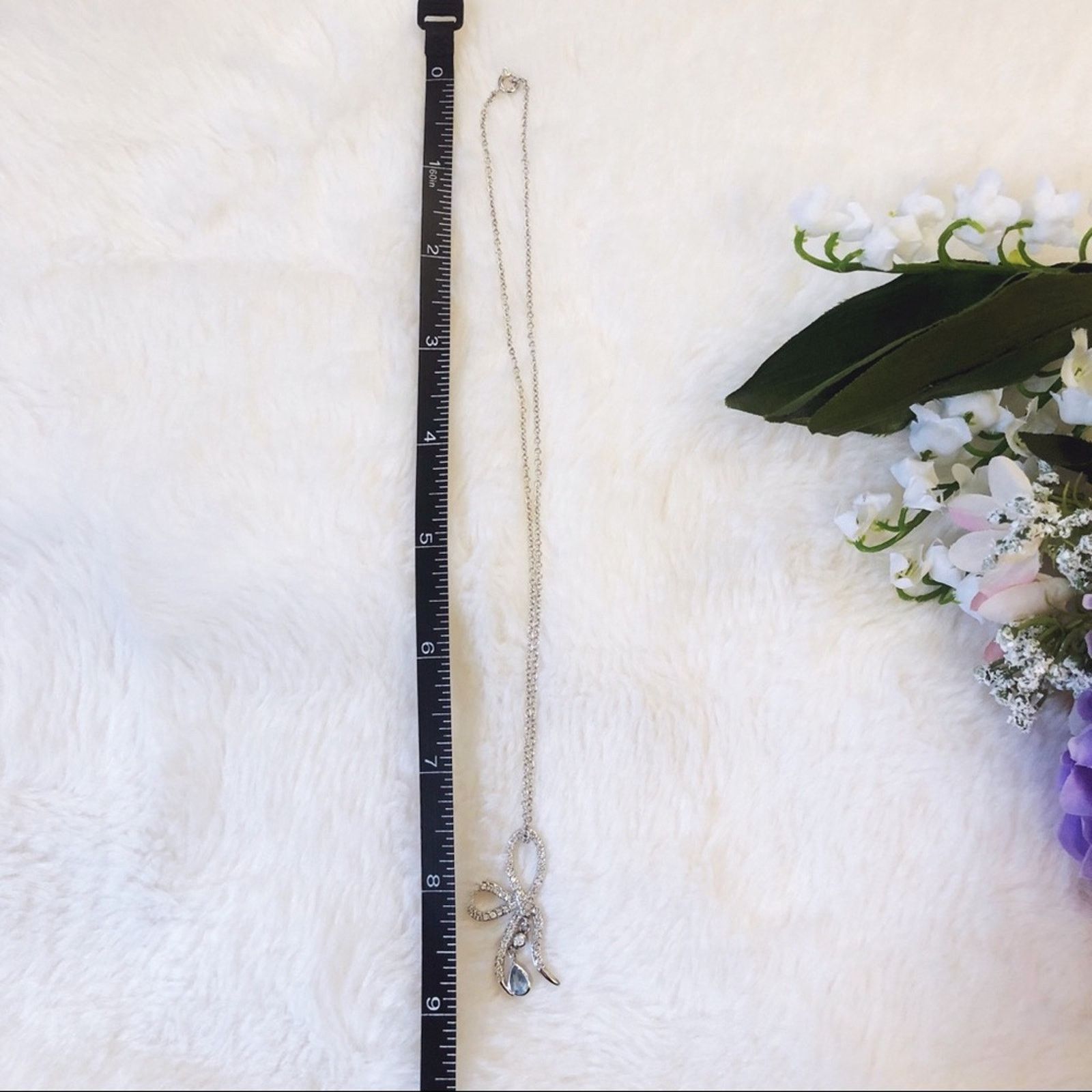 Other Silver Ribbon with Blue Crystal Necklace Size ONE SIZE - 10 Thumbnail