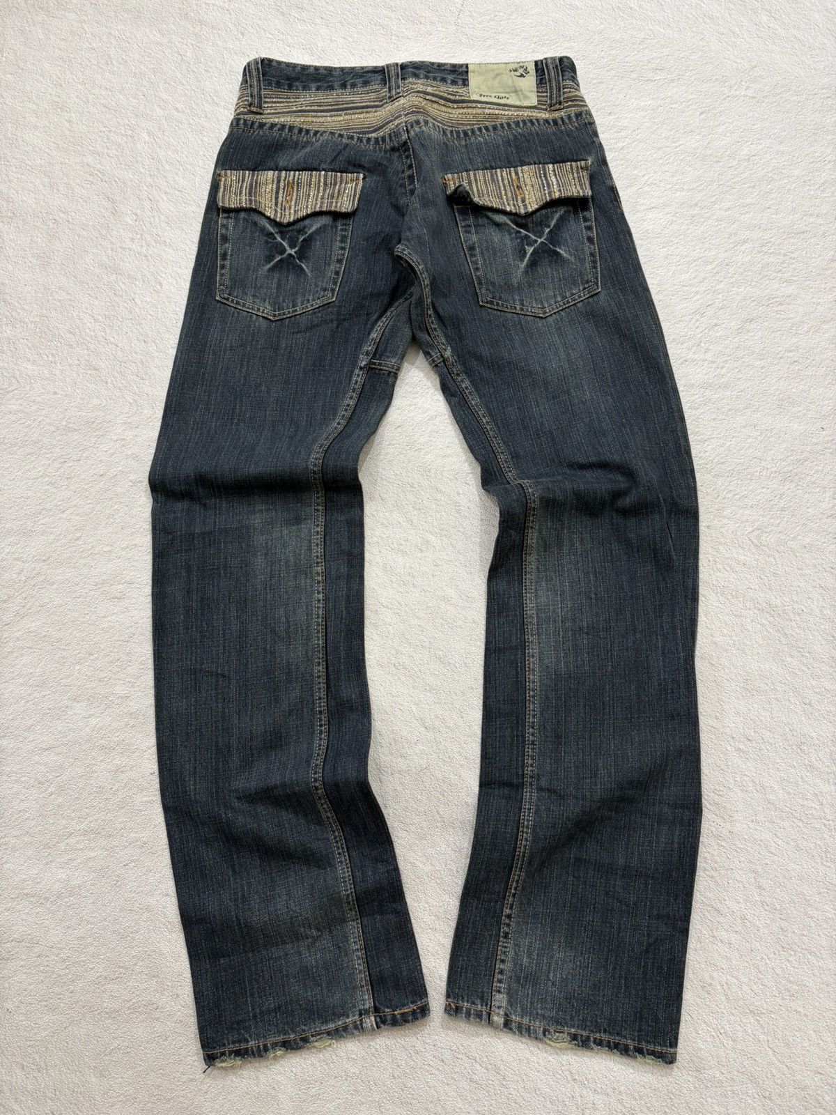 2000s free gate rainbow embroidery traditional japan denim