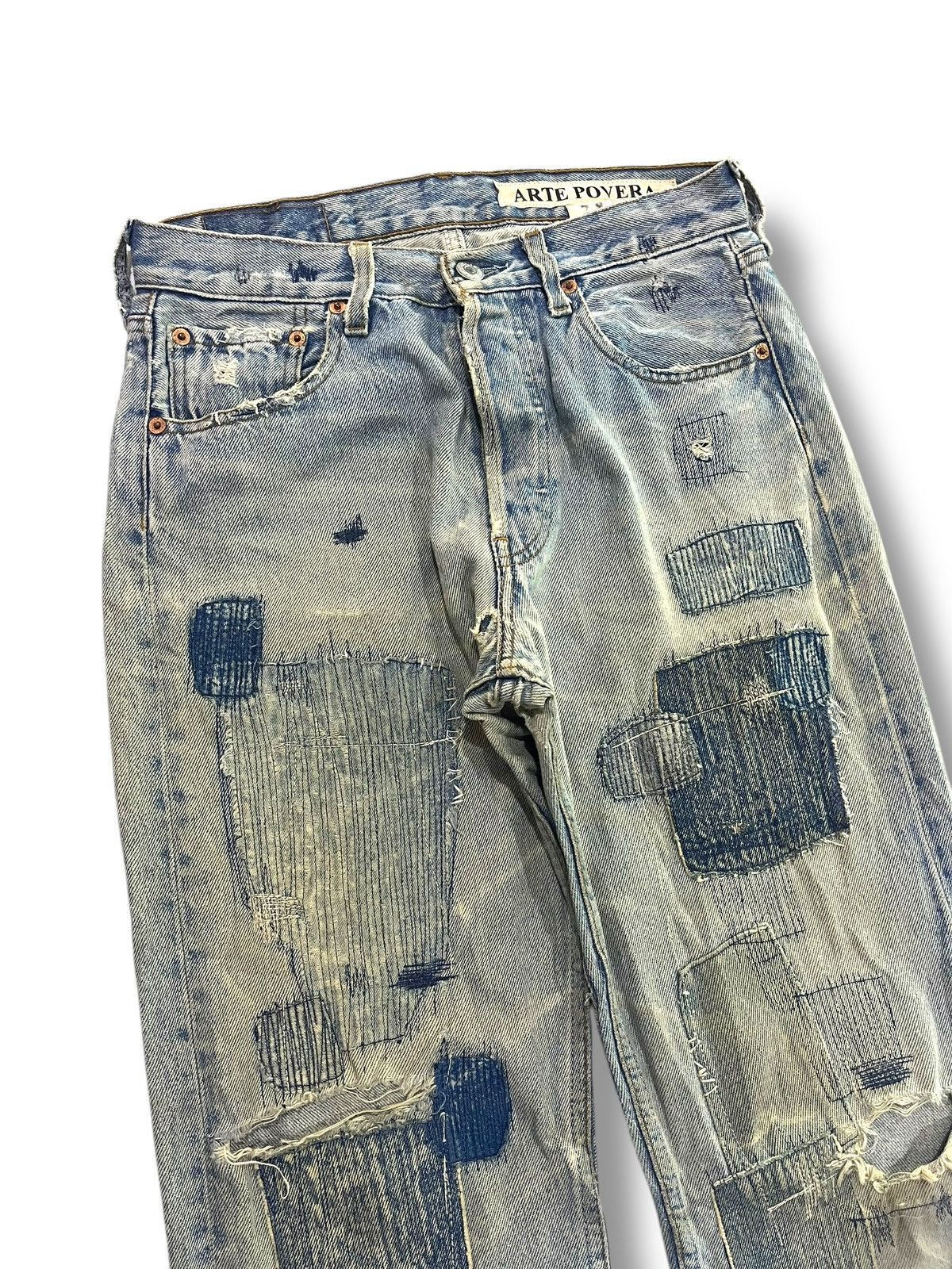 Levi's GRUNGE🤘🏼 VINTAGE LEVIS ARTE POVERA PATHWORK DISTRESSED DENIM Size US 29 - 2 Thumbnail