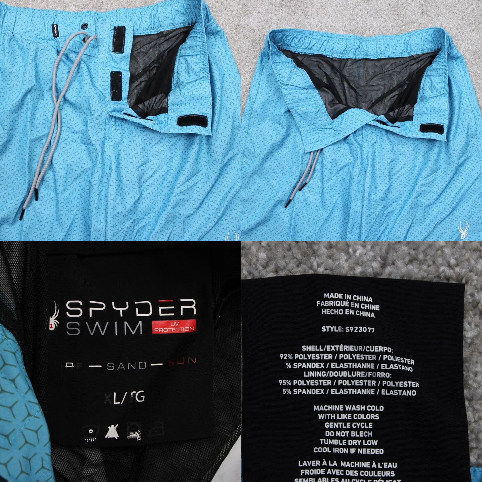Spyder Spyder Swim Trunks Men Large Blue Geometric Quick Dry Board Shorts 9" inseam Size US 33 - 8 Thumbnail