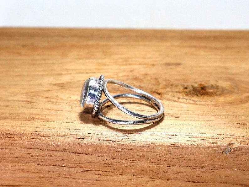 Handmade Clear Quartz Ring: 925 Silver Gemstone, April Birthstone Size ONE SIZE - 4 Thumbnail
