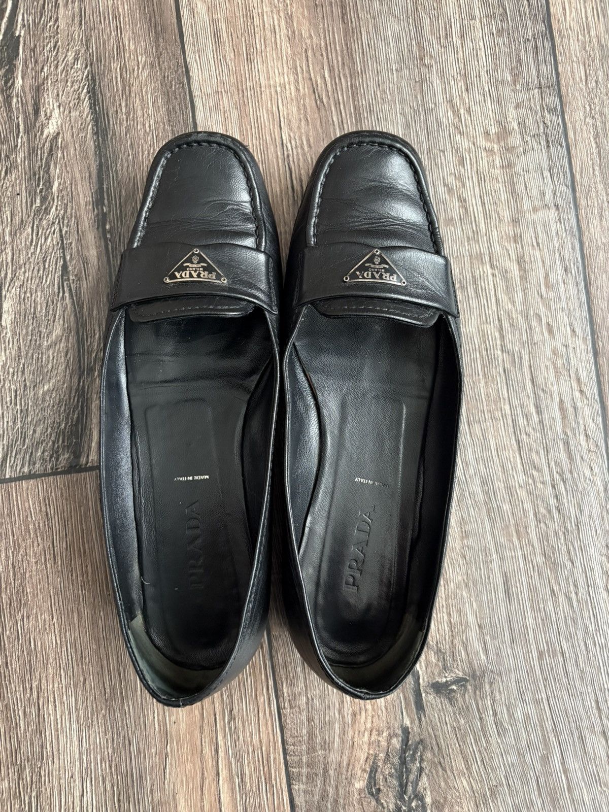 Prada Prada Black Leather Flat Shoes Women’s Square Toe Loafers Size US 9.5 / IT 39.5 - 20 Thumbnail