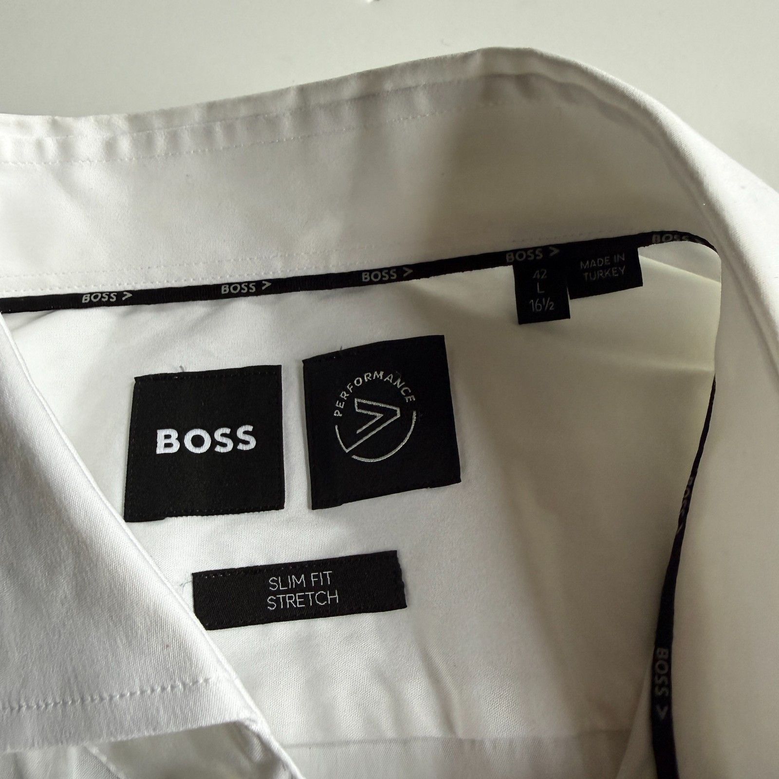 Hugo Boss BOSS Performance White Dress Shirt - Slim Fit Stretch - 16.5 Size US L / EU 52-54 / 3 - 2 Thumbnail