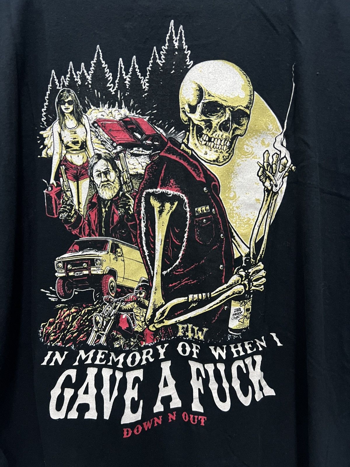 Other Down N Out Skull Black T-shirt Size US XXL / EU 58 / 5 - 4 Thumbnail