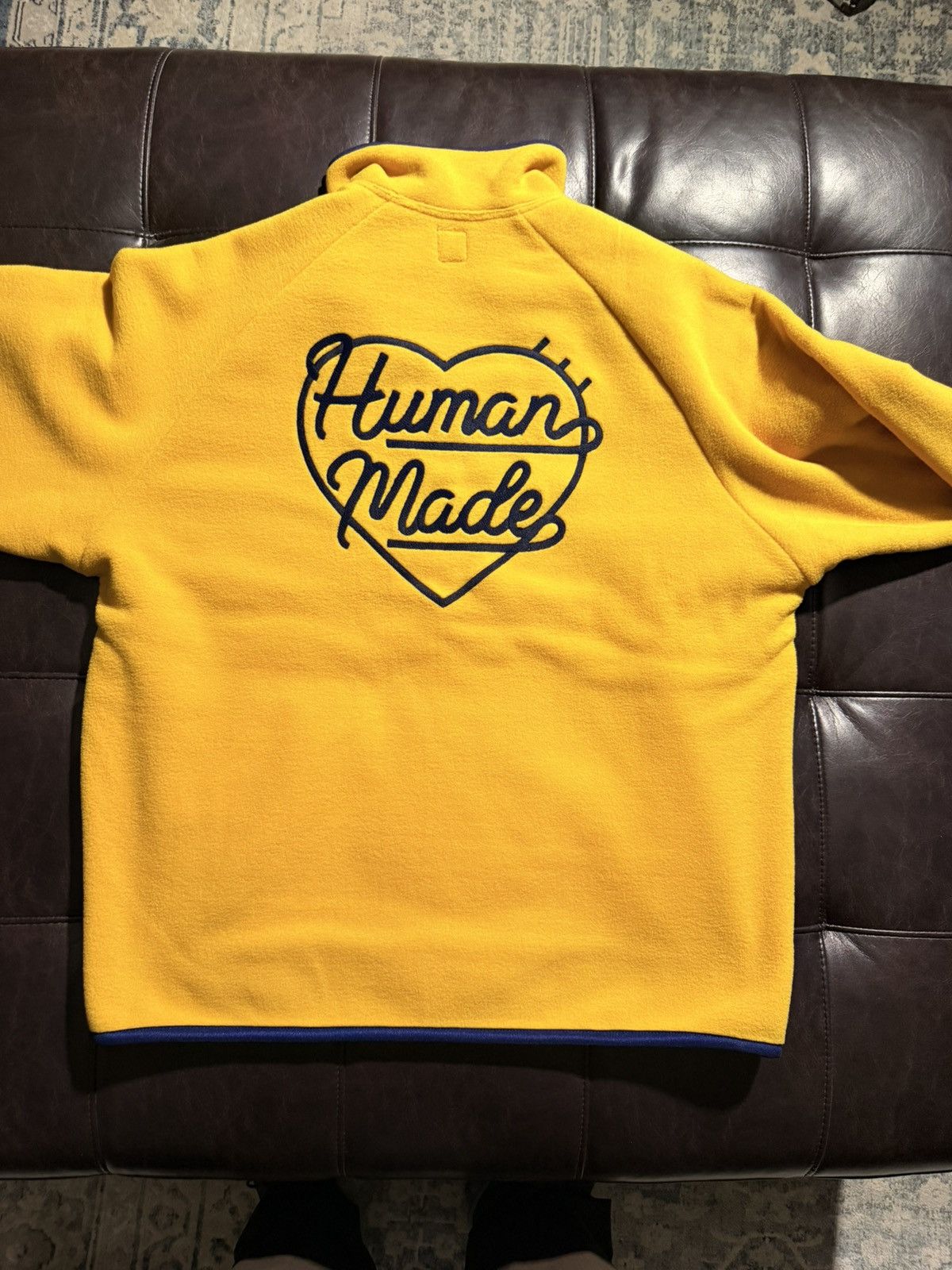 Human Made Yellow fleece half zip Sz Large