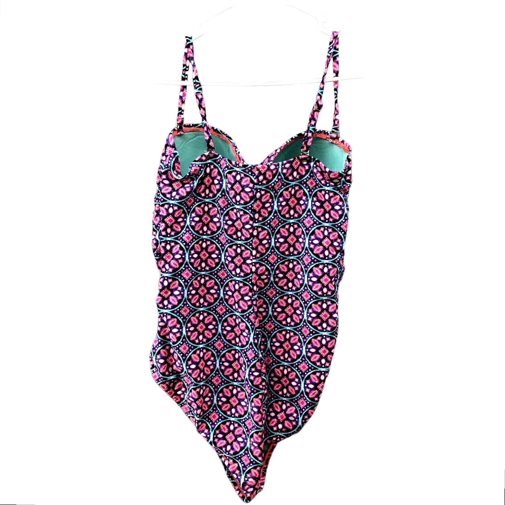 Catalina Catalina One Piece Swimsuit Womens L Multicolor Printed Cami Padded Geometric Nylon Spandex Beach Swimwear Women L Multicolor Padded Size ONE SIZE - 2 Thumbnail