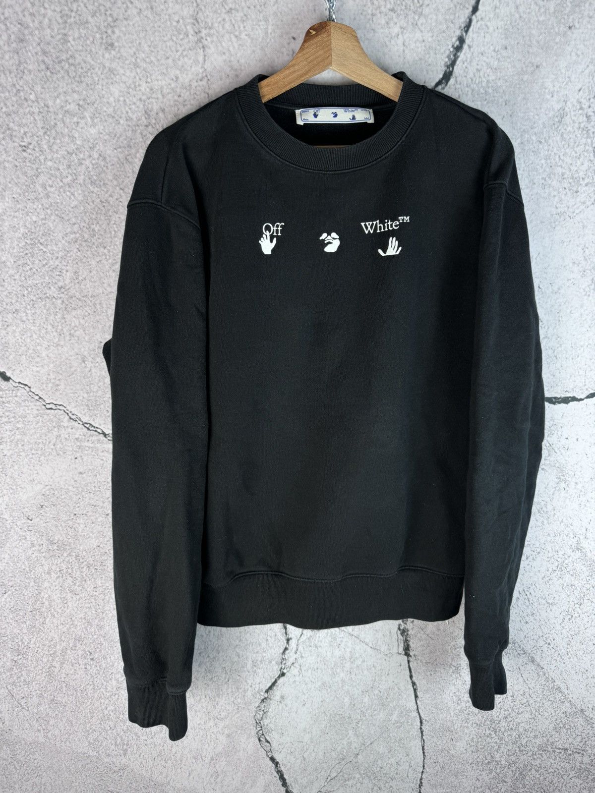 image of Off White Peace Eco Sweatshirt in Black, Men's (Size Medium)