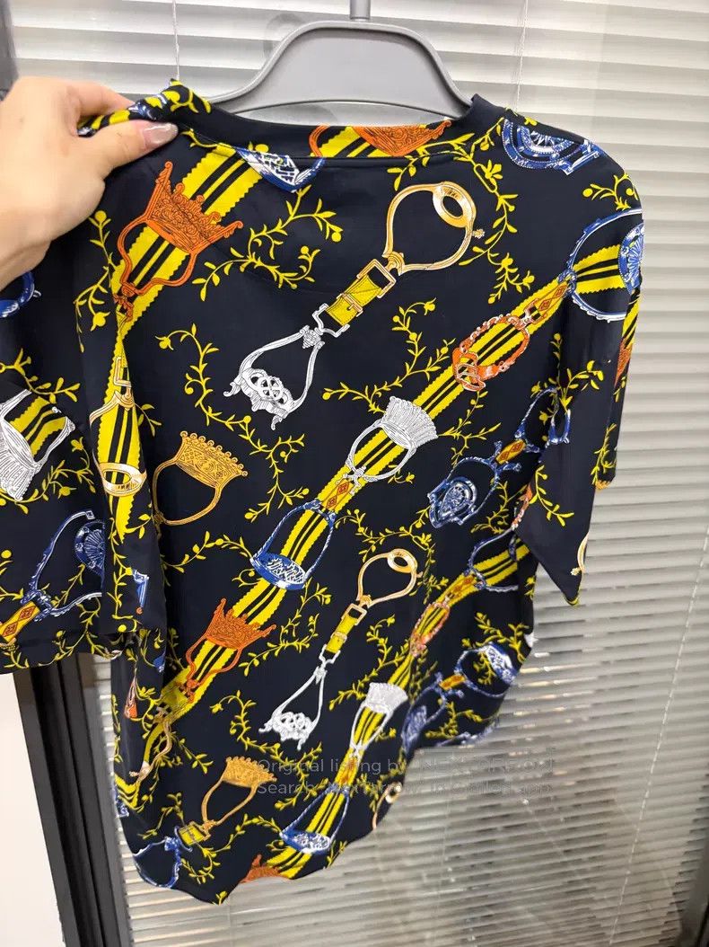 Hermes Hermes Color Block Lock Pattern Short Sleeve Size M / US 6-8 / IT 42-44 - 2 Thumbnail