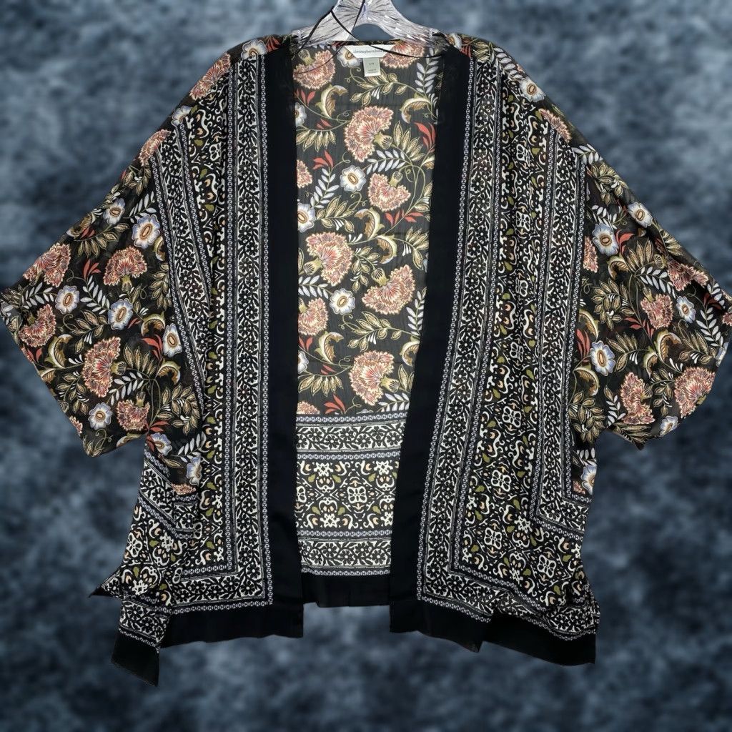 Vintage Christopher & Banks Kimono Top Womens S/M Floral Boho Sheer Shawl Cover Up Size M / US 6-8 / IT 42-44 - 1 Thumbnail