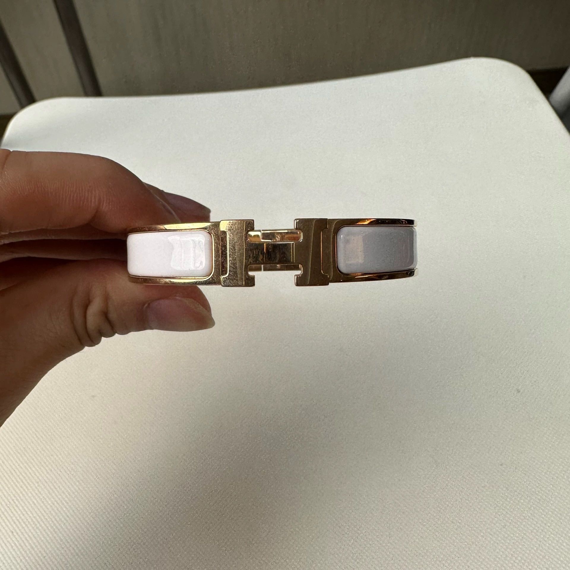 Hermes HERMES Clic H Bangle Rose Gold Gold-Plated Large Size ONE SIZE - 4 Thumbnail