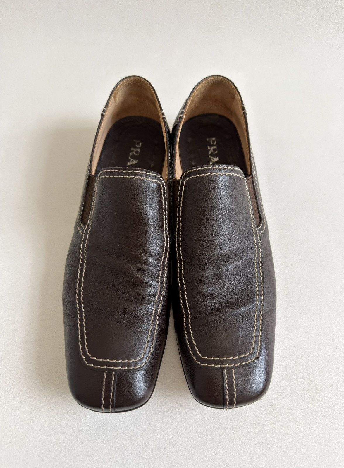Prada 2000S PRADA SQUARE TOE BUCKLE LEATHER LOAFERS | Grailed
