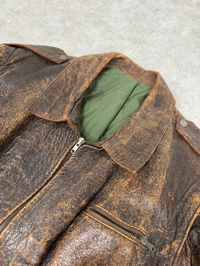 Studio D'Artisan Archive Brown Eroded Leather Jacket with Detachable Sleeves Size US L / EU 52-54 / 3 - 9 Thumbnail