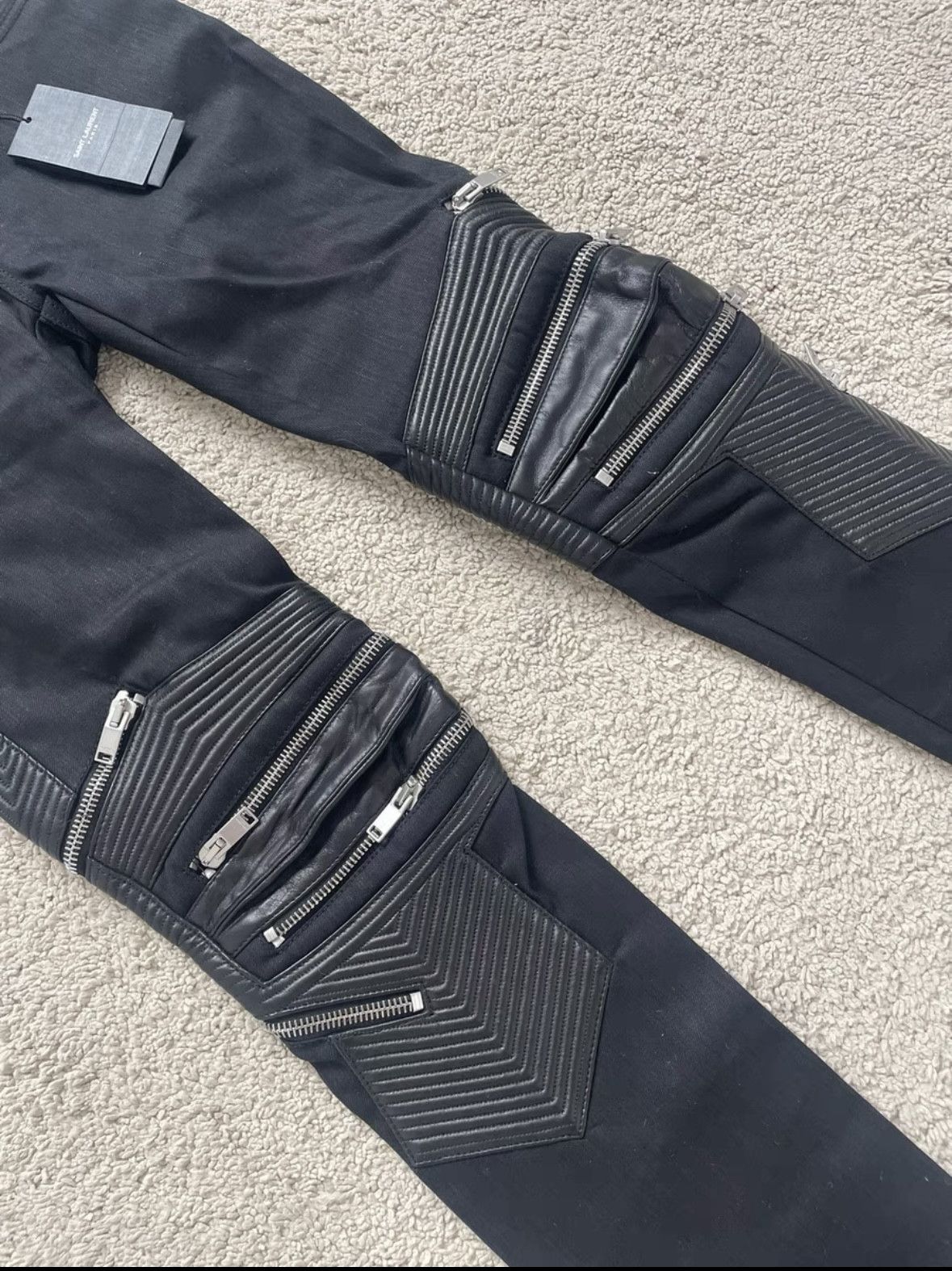 Saint Laurent Paris black leather zippered skinny pants Size US 30 / EU 46 - 3 Thumbnail