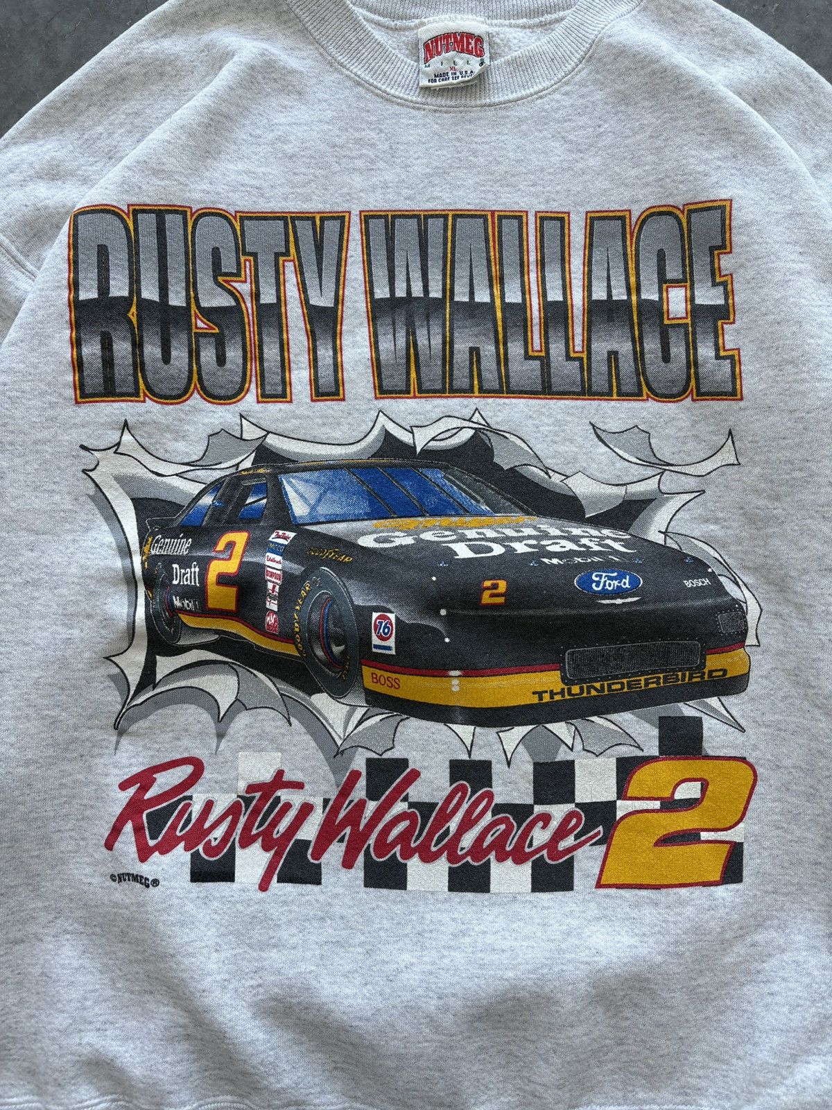 Nutmeg Vintage 90s Nascar Rusty Wallace Double Sided Sweatshirt Size US XL / EU 56 / 4 - 2 Thumbnail