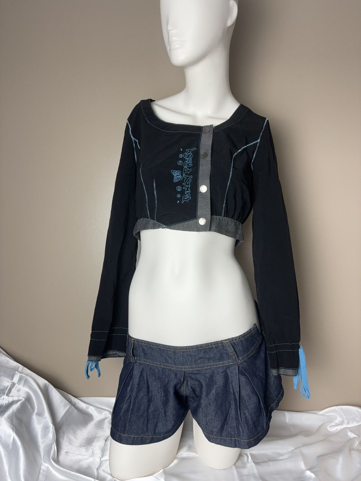 Vintage French cropped asymmetric vintage jacket coquette style Size S / US 4 / IT 40 - 1 Thumbnail
