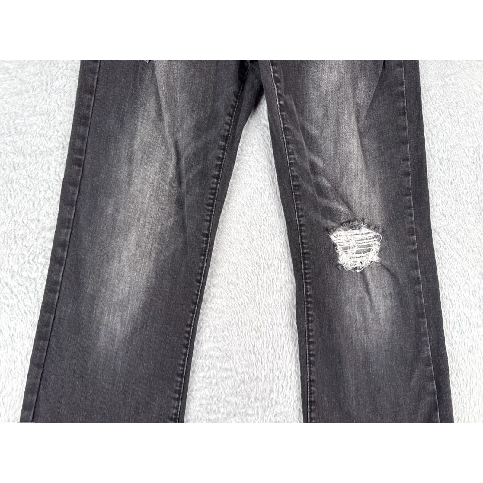 Vintage Women Jeans 26 Black Denim Flared Distressed Mid Rise Cotton Blend 26x29 Size 26" / US 2 / IT 38 - 3 Thumbnail