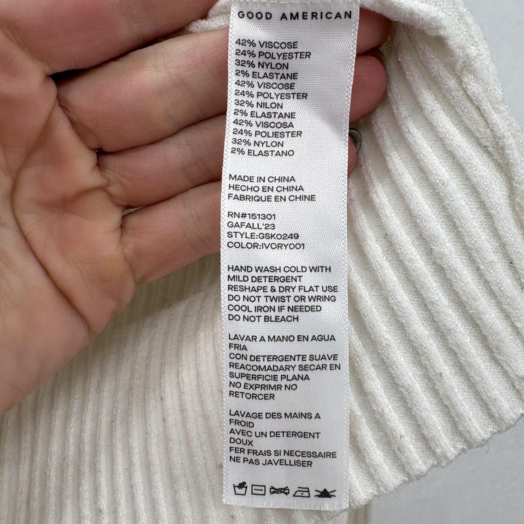 Good American Good American Sweater Womens Medium White Pullover Turtleneck Balloon Sleeve Knitted Knit Ribbed Cropped Relaxed Casual Summer Winter? Size M / US 6-8 / IT 42-44 - 5 Thumbnail