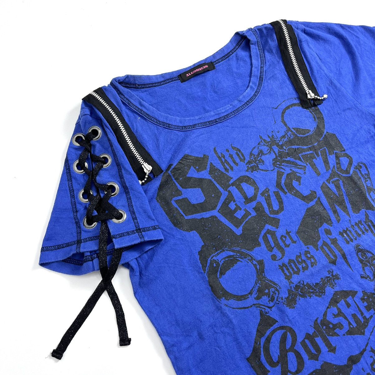 If Six Was Nine × Japanese Brand × Le Grande Bleu (L.G.B.) Y2K Algonquins like H Anarchy Poem Gothic Punk Lgb Zip Tee Size US M / EU 48-50 / 2 - 2 Thumbnail