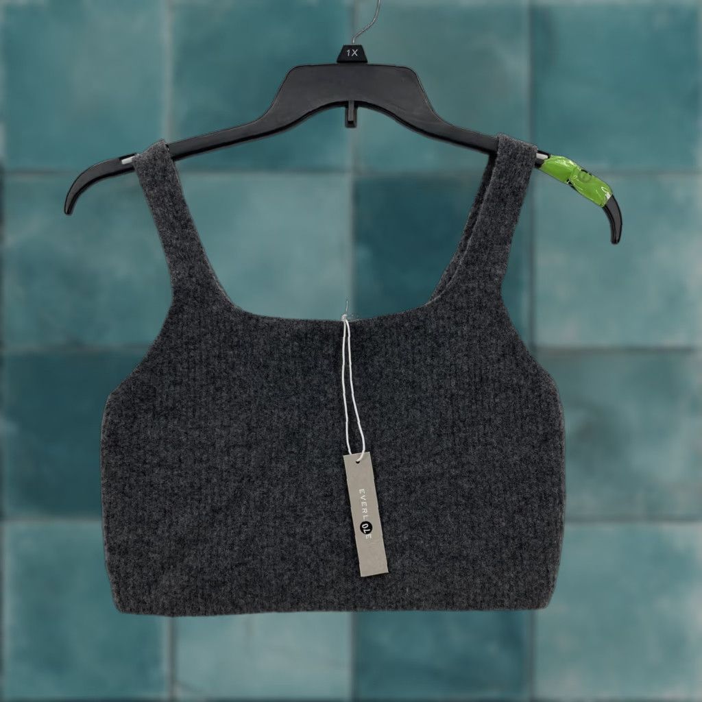 Everlane VINTAGE? No. Everlane Crop Tank Top Womens Large Gray Wool Yak Hair Blend Knit Sweater Preppy Size L / US 10 / IT 46 - 1 Thumbnail