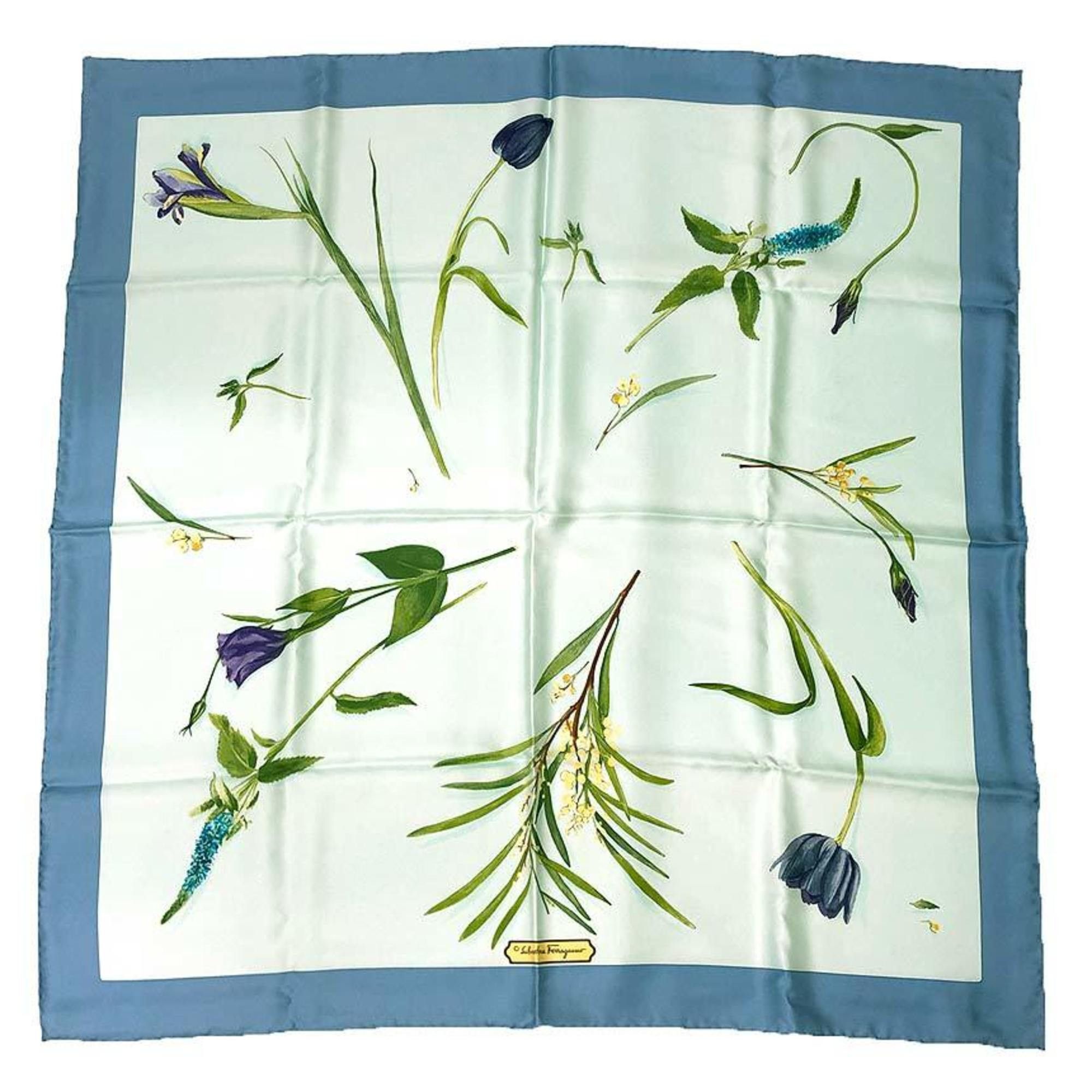 Salvatore Ferragamo Salvatore Ferragamo Scarf, Muffler, Flower, Silk, Blue Size ONE SIZE - 1 Thumbnail
