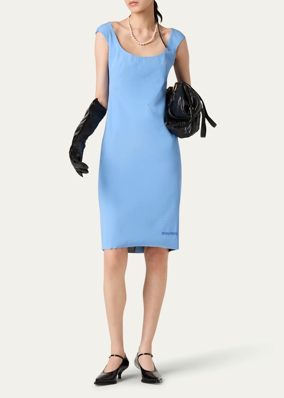 Miu Miu MIU MIU Cap-Sleeve Poplin Dress Size XS / US 0-2 / IT 36-38 - 1 Thumbnail
