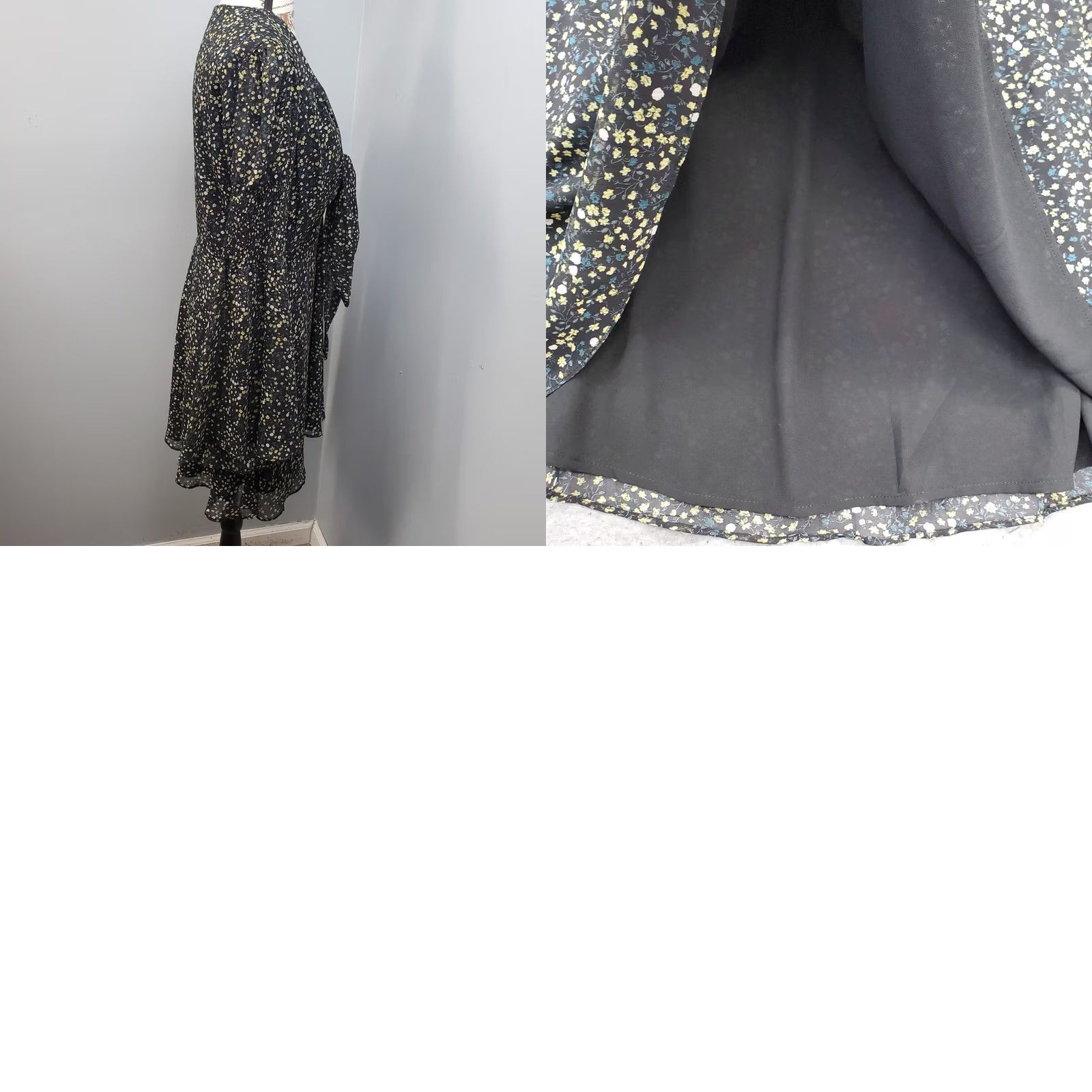 Coach ACOA Dress Womens L Multi Floral Boho Chiffon Bell Sleeve Tie Front Side Zip Dress Gowns Women Size L Size L / US 10 / IT 46 - 9 Thumbnail