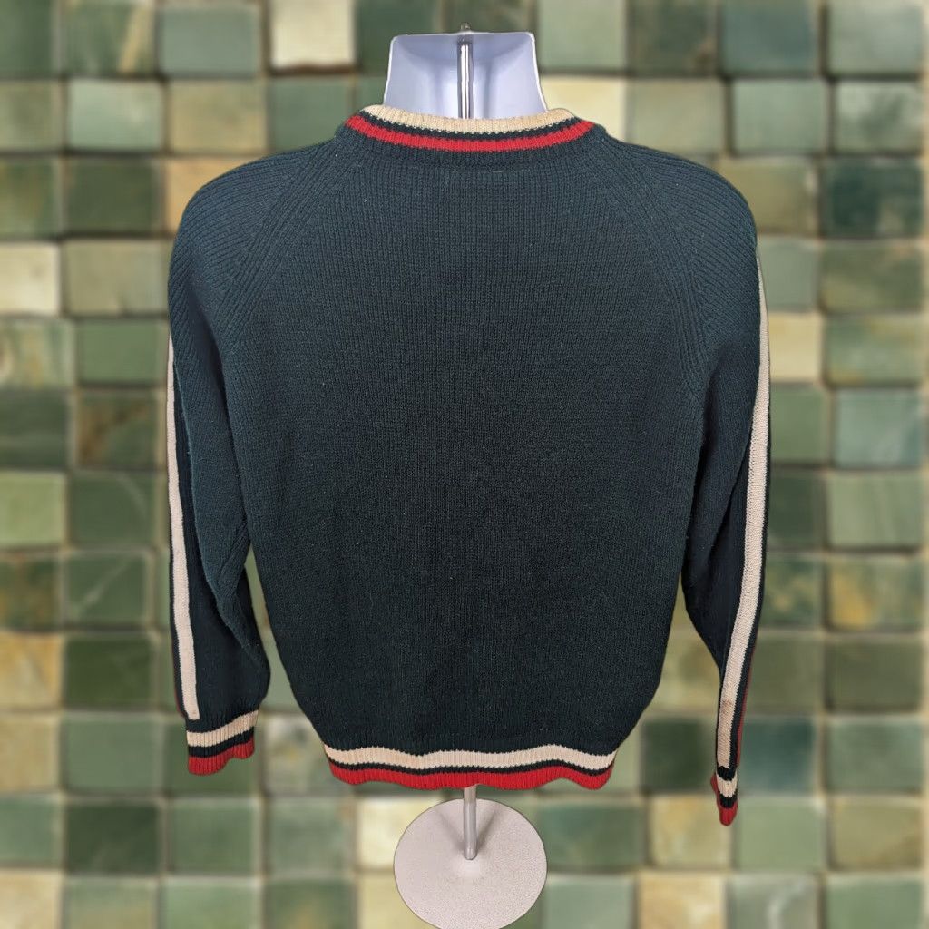 Vintage VINTAGE Royalty Striped Sweater Mens M Green Raglan 80s Pullover Lined Acrylic Fleece Sports Size US M / EU 48-50 / 2 - 1 Thumbnail