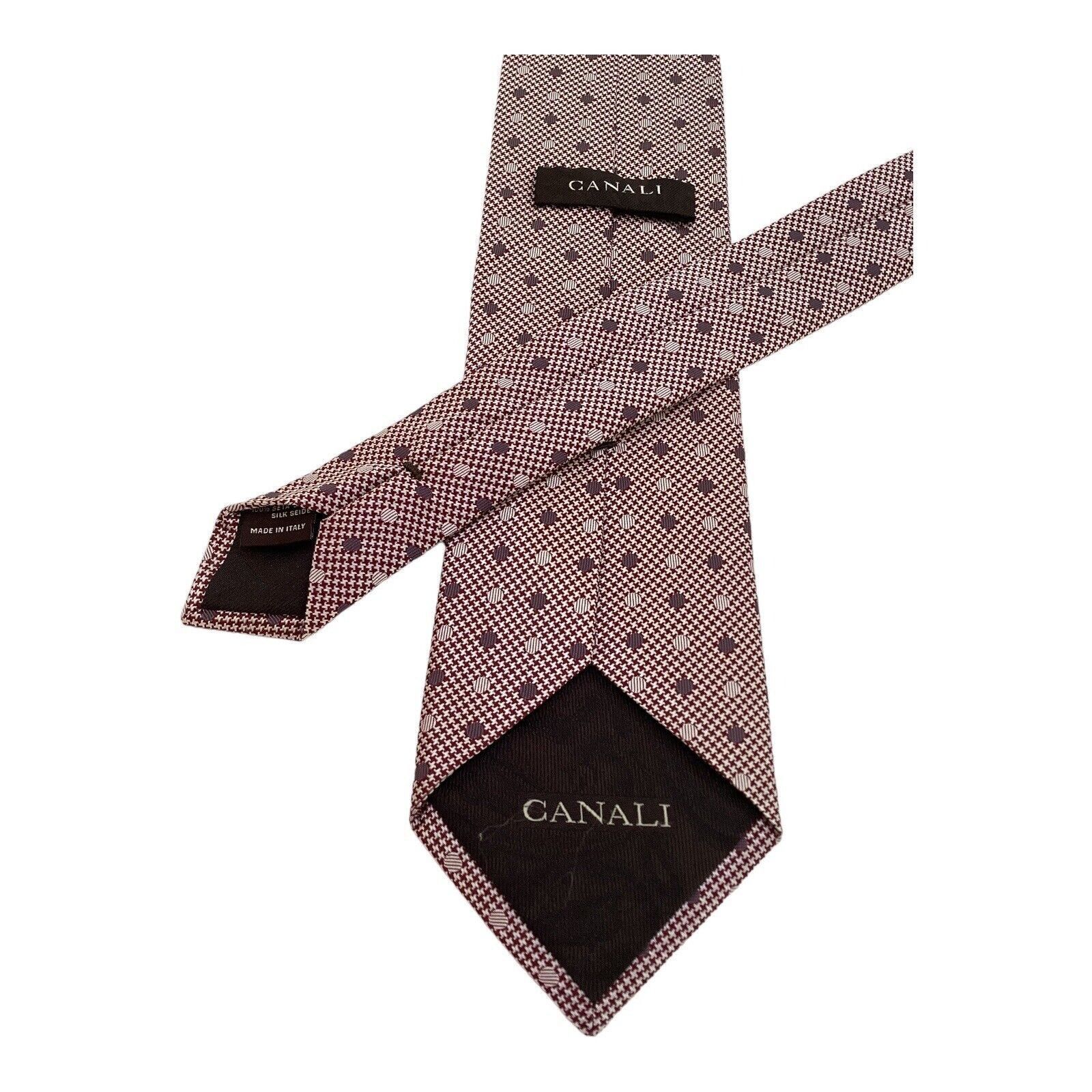 Canali CANALI Purple Houndstooth Polka Dot Luxury Silk Tie Made In Size ONE SIZE - 6 Thumbnail