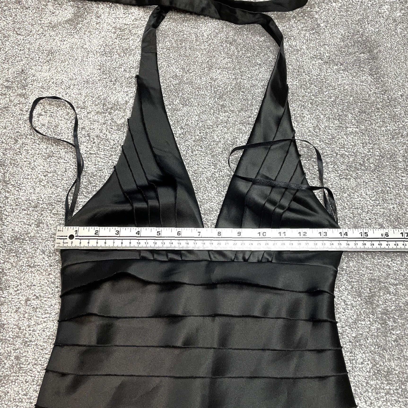 Bcbgmaxazria BCBGMAXAZRIA Women's Halter Dress Shift Midi Black Size 2 Satin Layered Tiered Size XS / US 0-2 / IT 36-38 - 3 Thumbnail