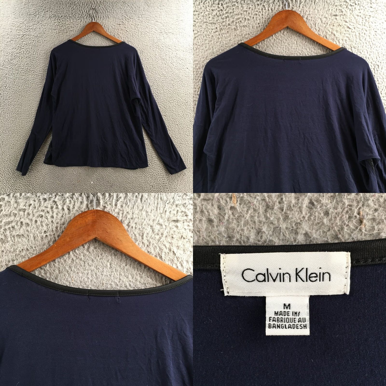 Calvin Klein Calvin Klein Blouse Womens Medium Navy Blue Scoop Neck Long Sleeve Snakeskin Top Size M / US 6-8 / IT 42-44 - 8 Thumbnail
