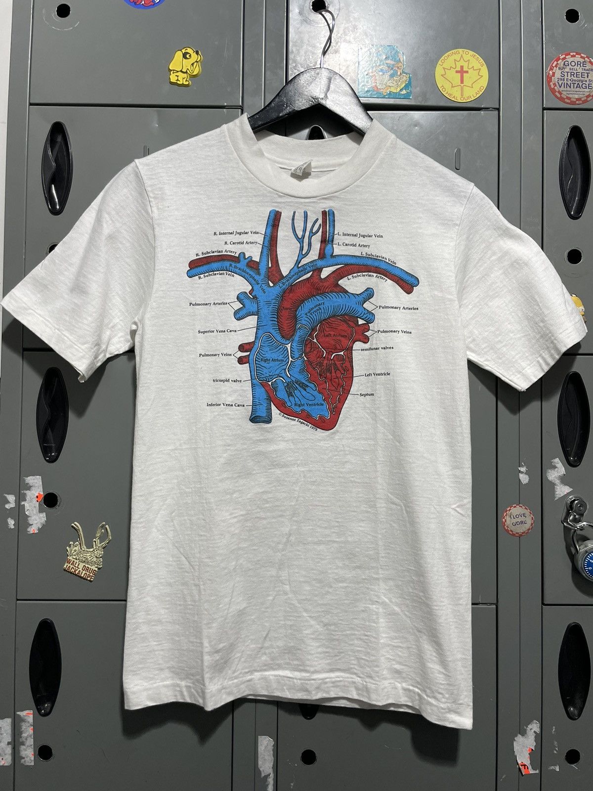 image of Hanes x Made In USA 1979 Cardiovascular Anatomy Art Graphic Medical Zagacki in White (Size Small)