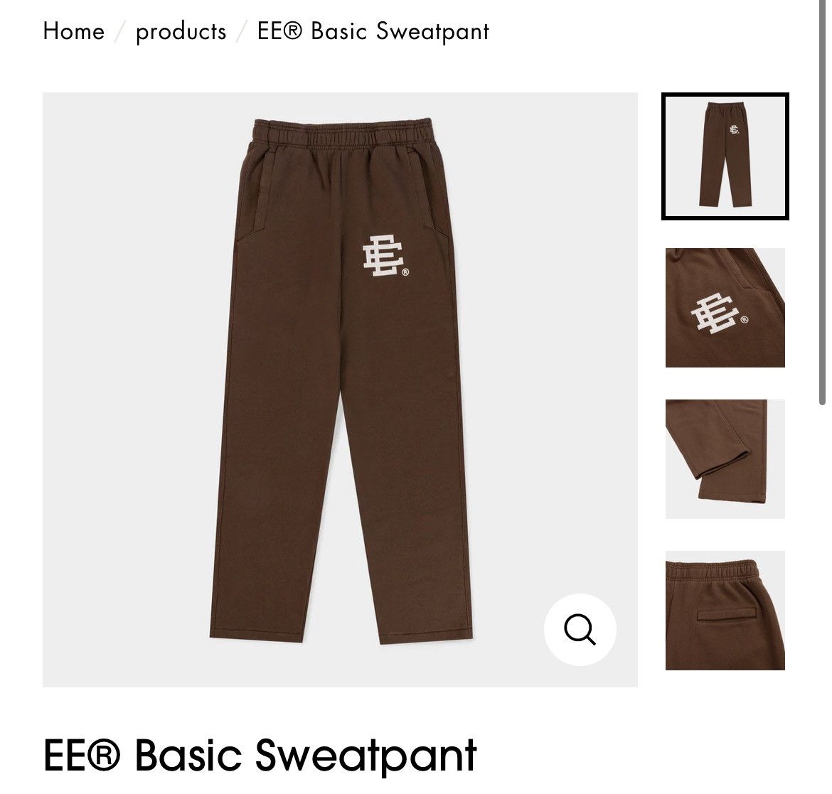 image of Eric Emanuel Brown W White Basic Sweatpants (No Cuff) Large, Men's (Size 32)