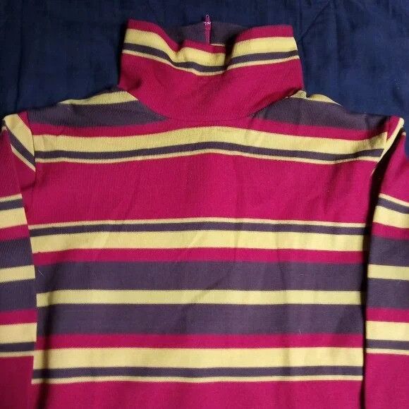 Other Vintage 70s Striped Polyester Turtleneck Shirt Top Size M / US 6-8 / IT 42-44 - 1 Thumbnail