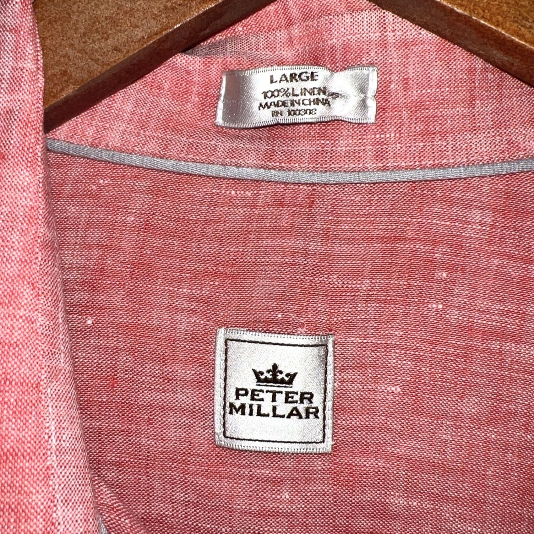 Peter Millar Peter Millar Pink 100% Linen Button-Up Shirt Mens Size L Size US L / EU 52-54 / 3 - 3 Thumbnail