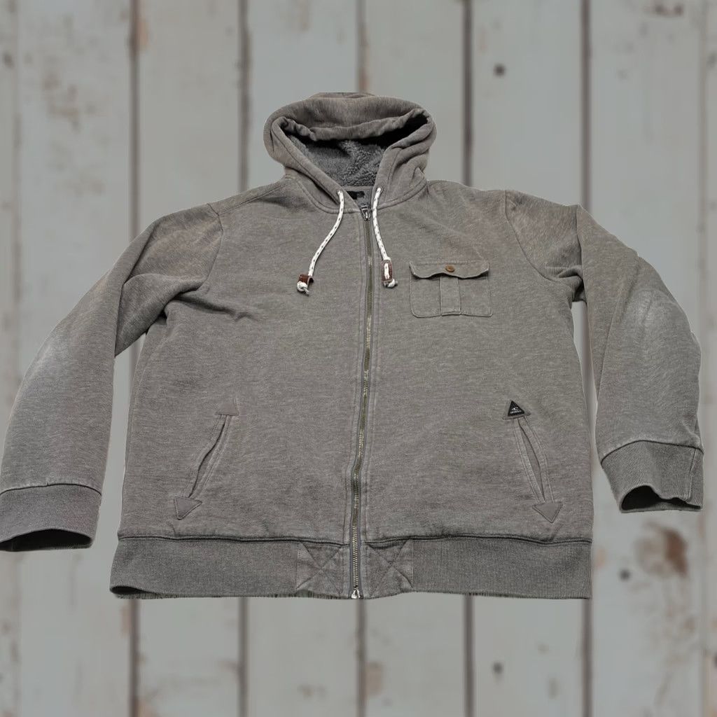 O'Neill VINTAGE O'Neill Hoodie Shirt Mens L Gray Full Zip Sherpa Lined Surf Skate Y2K Distressed Logo Heavyweight Grunge Beach USA 90s Size US L / EU 52-54 / 3 - 1 Thumbnail