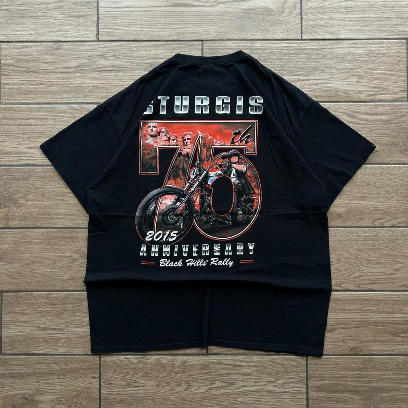Designer Y2K Black Sturgis 75th Anniversary Biker T-Shirt Size US XL / EU 56 / 4 - 1 Thumbnail