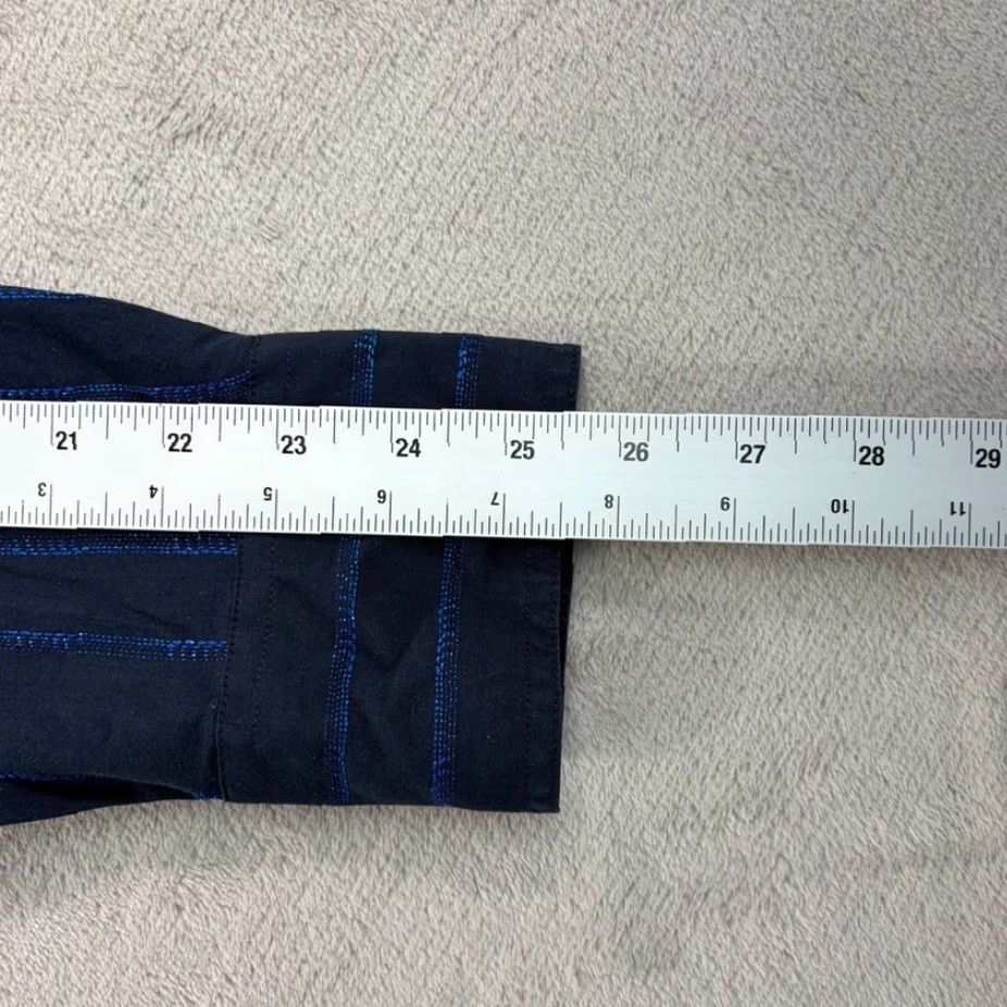 Armani Exchange VINTAGE Armani Exchange Shirt Navy Blue Metallic Striped 90s Men Medium Short? Size US M / EU 48-50 / 2 - 7 Thumbnail
