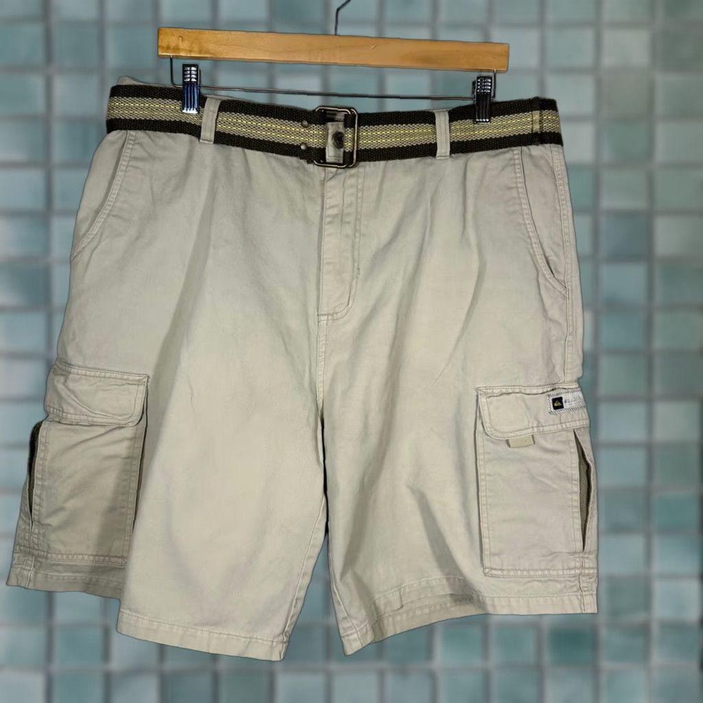 Quiksilver Quiksilver Cargo Shorts Khaki Tan Size 36 Belt Pockets Cotton Mens Cargo Short Beige 36 Regular Rise Mid 10-12in Belted Pockets Size US 36 / EU 52 - 1 Thumbnail